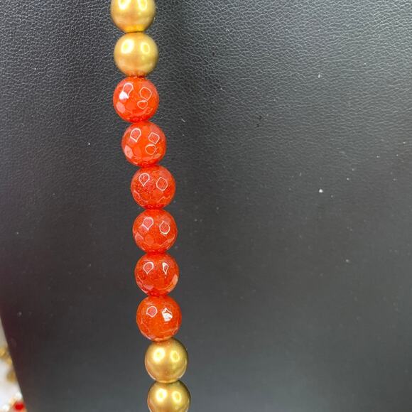 Artisan Red Jasper & Carnelian Beaded Necklace 28-35" - Picture 3 of 9